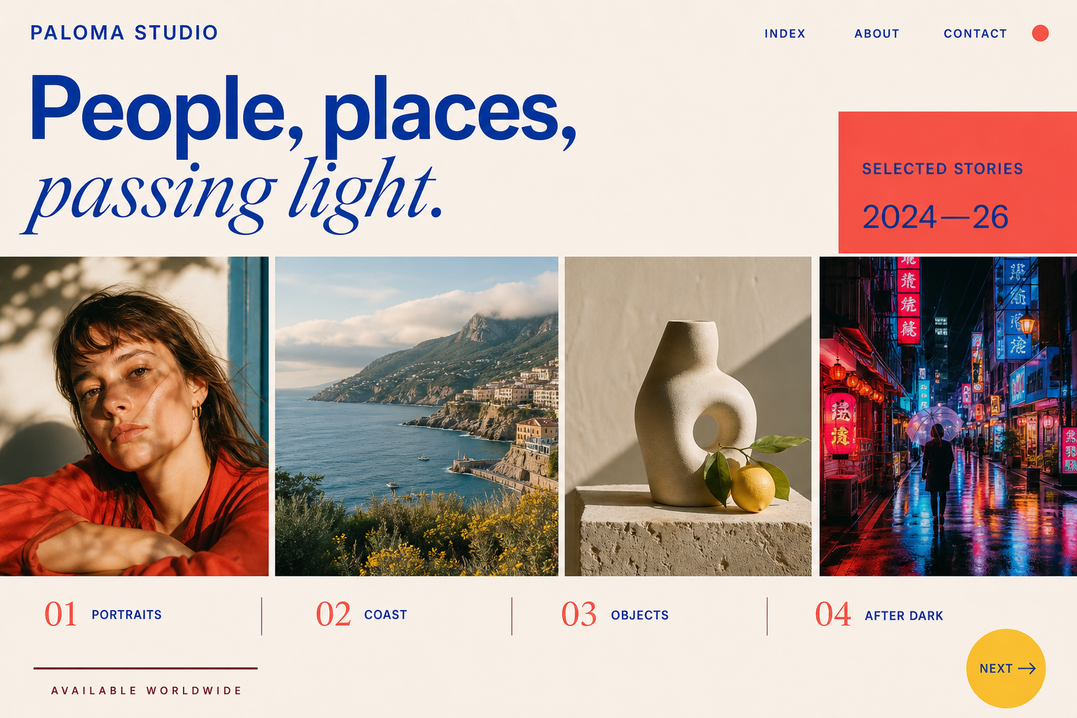 Paloma Studio photography portfolio website homepage concept